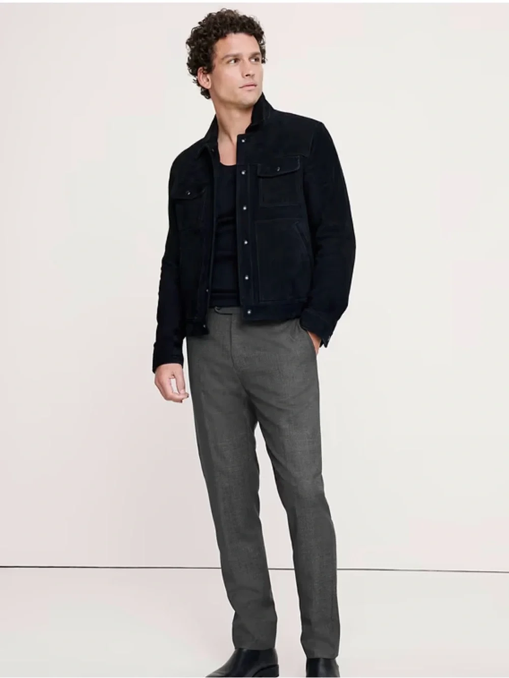 Banana republic‎ men’s 33/34 wool blend trousers, black textured color